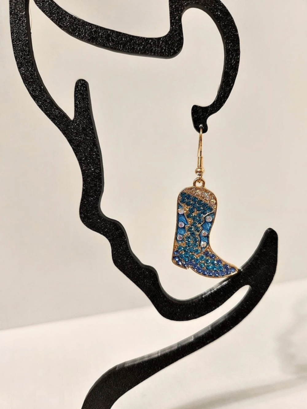 Blue & Gold Cowgirl Cowboys Boot Earrings New